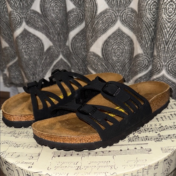 Birkenstock Granada Soft Footbed Sandals in Black SZ 38/ US L7 - Picture 1 of 8